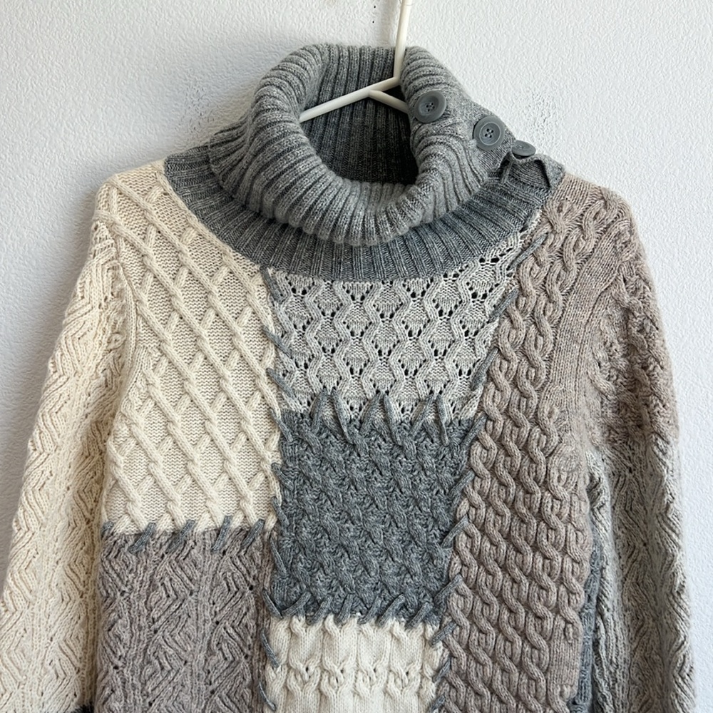 Sundance Lambswool Blend Patchwork Mixed Knit Cow… - image 2